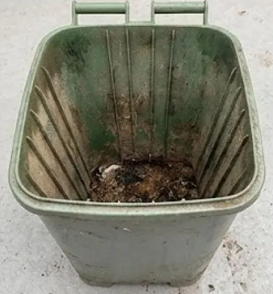 Garbage can before cleaning